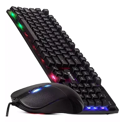 KIT TECLADO E MOUSE GAMER SEMI MECANICO RGB KP-TE118 COM FIO