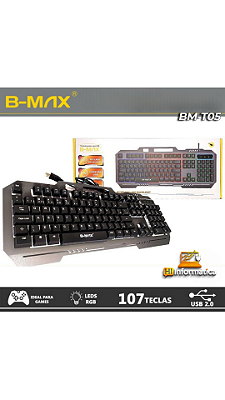 TECLADO GAMER SEMI MECÂNICO RETROILUMINADO RGB LED B-MAX BM-T05 COM FIO