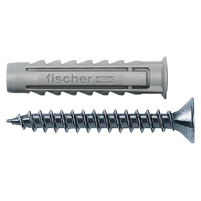 Bucha Nylon 10mm Alvenaria SX com Parafuso 5 peças Fischer