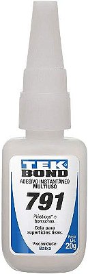 Adesivo Instantâneo Multiuso 791 20g com Bico Anti Entupimento TEKBOND