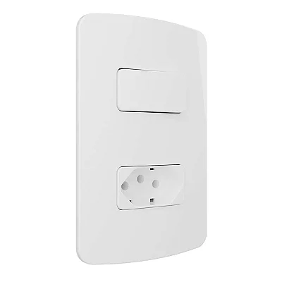 Conjunto Interruptor Simples + Tomada 2P+T 10A 4x2 Branco B3