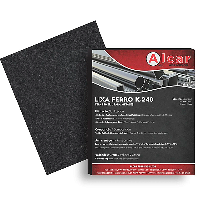 Folha de Lixa para Ferro 225x275mm Grão 150 K-240 Alcar