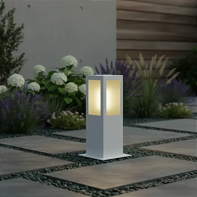 Poste Balizador Jardim 30cm Branco Ideal