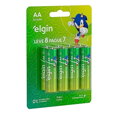 Pilha Alcalina AA 1,5V Elgin pacote 8 unidades