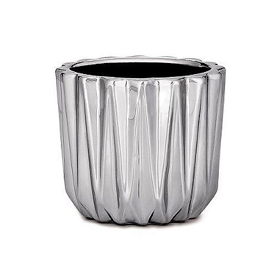 MINI CACHEPOT PRATA EM CERAMICA 7X8X8CM