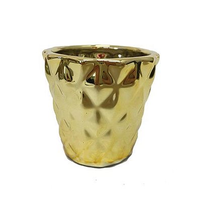 MINI VASO CACHEPOT DOURADO CERAMICA 7X7.5CM