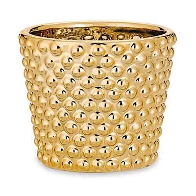 MINI VASO CACHEPOT DOURADO CERAMICA 8CM