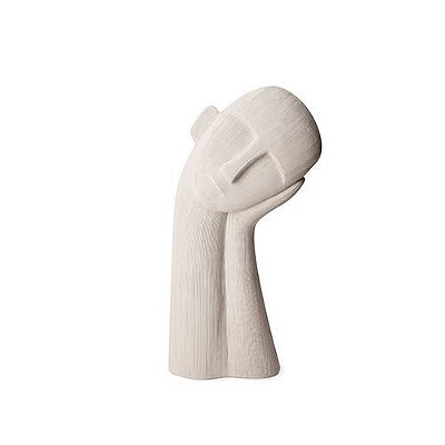 ESCULTURA FACE EM POLIRESINA CINZA 37.5X8X19.5CM