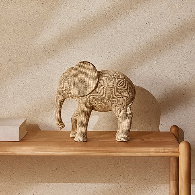 ESCULTURA ELEFANTE EM POLIRESINA BEGE 22.5X9.5X23CM