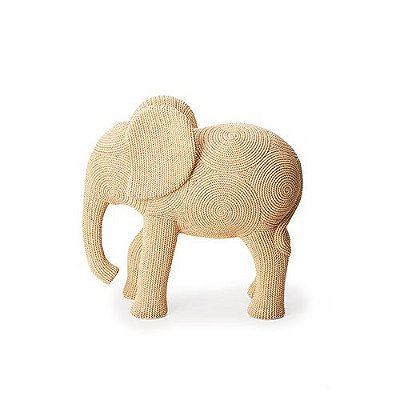 ESCULTURA ELEFANTE EM POLIRESINA BEGE 33X15X34CM