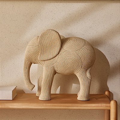 ESCULTURA ELEFANTE EM POLIRESINA BEGE 33X15X34CM