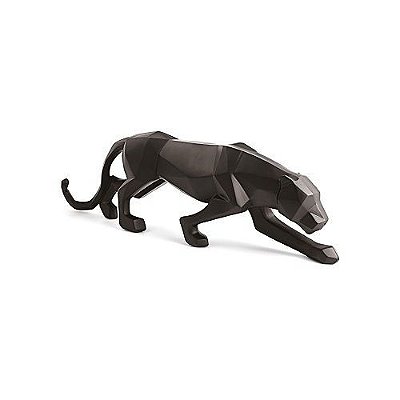 ESCULTURA LEOPARDO EM POLIRESINA  PRETO 13.5X7X43.5CM