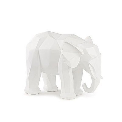 ESCULTURA ELEFANTE EM POLIRESINA BRANCO 20x14x26CM