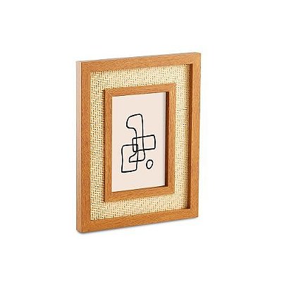 PORTA RETRATO EM MDF COM RATTAN 25X20x2CM