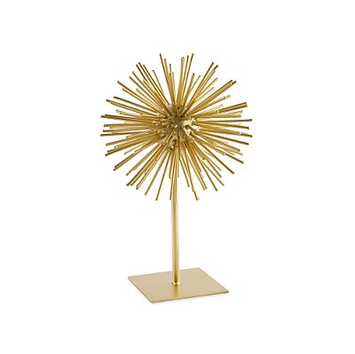 ESCULTURA OURICO DOURADO EM METAL  31.5x20x21CM