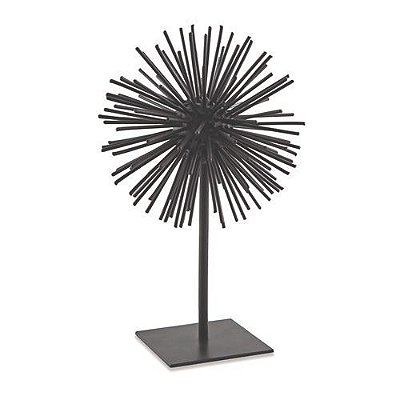 ESCULTURA OURICO PRETO EM METAL 31.5x20x21CM