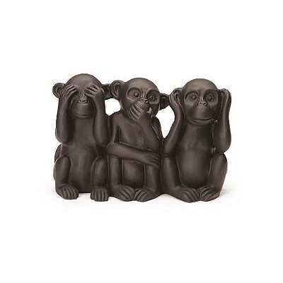 ESCULTURA MACACOS EM CIMENTO 12x18x8CM