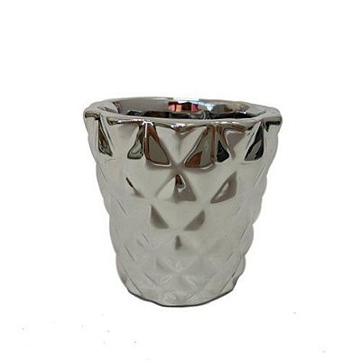 MINI VASO CACHEPOT PRATA EM CERAMICA 7X7.5CM