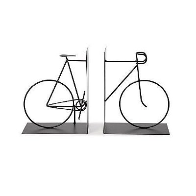 APARADOR DE LIVRO BICICLETA EM METAL PRETO 19X30X10CM