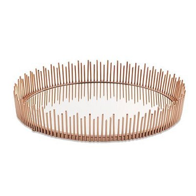 BANDEJA EM METAL COBRE COM ESPELHO G 6X31X31CM