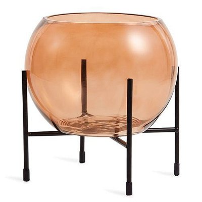 VASO EM VIDRO COM SUPORTE 19.5CM