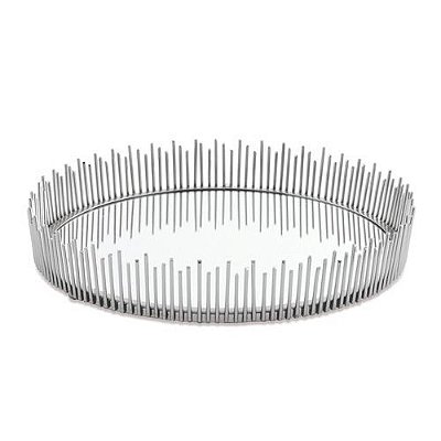 BANDEJA EM METAL PRATA COM ESPELHO G 6X31X31CM