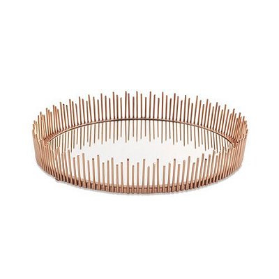 BANDEJA EM METAL COBRE COM ESPELHO P 6X25X25CM