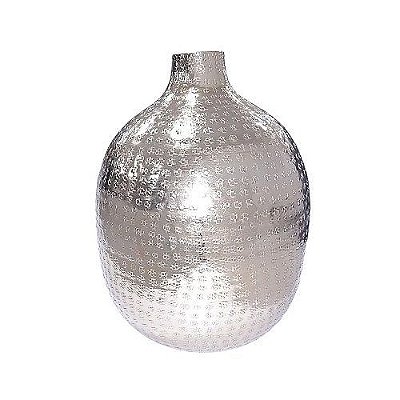VASO BOJUDO METAL PRATA 30CM