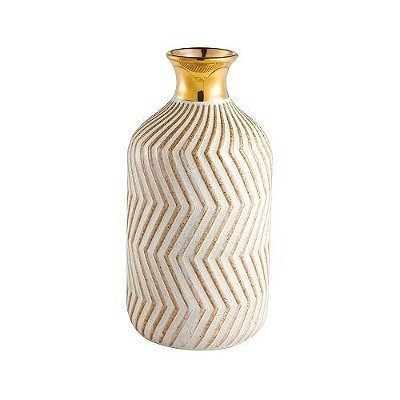 VASO EM CERAMICA BEGE 18X9.5X9.5CM