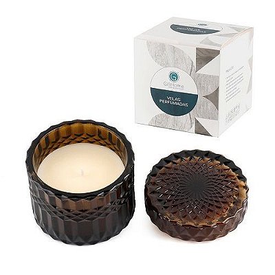 VELA PARAFINA C/SUPORTE VIDRO 8.5X8.5CM.