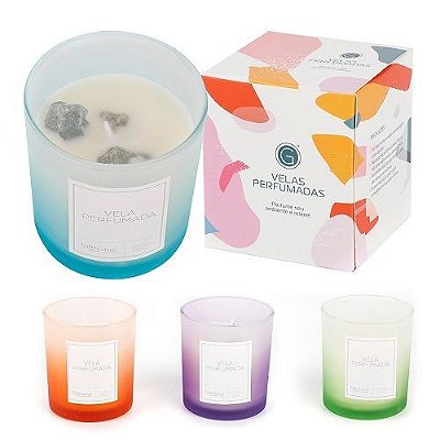 VELA PARAFINA C/SUPORTE DE VIDRO 7X6X7.8CM