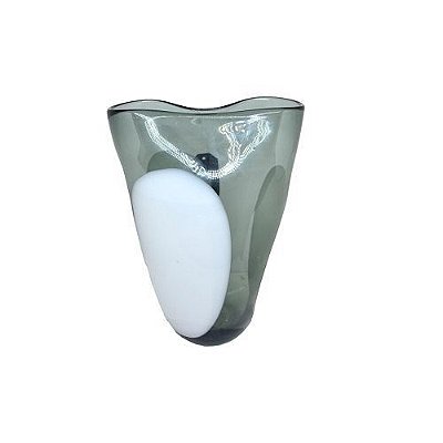 VASO MURANO VIDRO DROP BRANCO CINZA 36X21X18CM