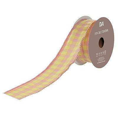 FITA ARAMADA TECIDO C/COSTURA (ROSA AMARELO) 3.8CM