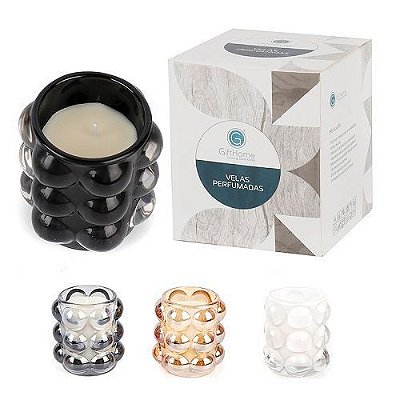 VELA PARAFINA C/SUPORTE DE VIDRO 6.5X9CM