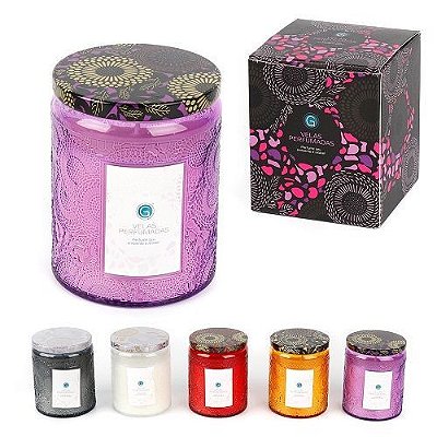 VELA PARAFINA C/SUPORTE DE VIDRO 7X8.8CM