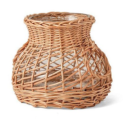 VASO EM VIDRO COM FIBRA NATURAL 16X20X20CM