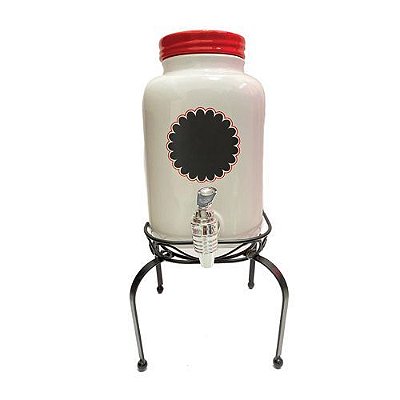 SUQUEIRA DE CERAMICA PEQ. C/ TAMPA VERMELHA