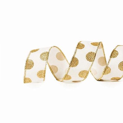 FITA ARAMADA POA BRANCO DOURADO 3.8CM x 9.14M