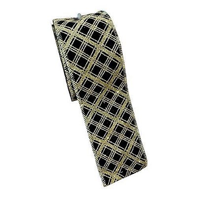 FITA ARAMADA PRETO DOURADO VELUDO 6.3CM X 9.14M