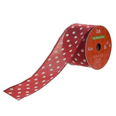 FITA ARAMADA LINHO VERMELHO POA 6.3CM x9.14M