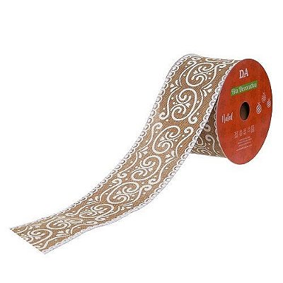 FITA ARAMADA LINHO BEGE BRANCO 6.3CMX9M