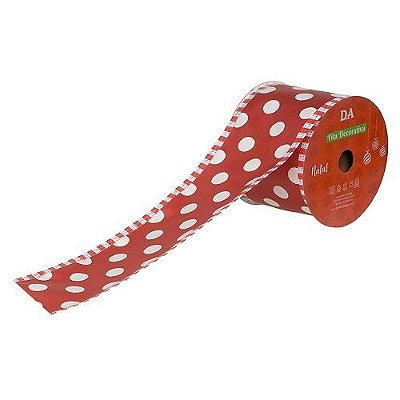 FITA ARAMADA CETIM VERMELHA COM BRANCO 6.3CMX9.14M