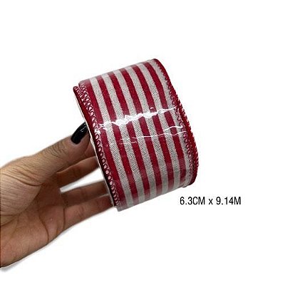 FITA ARAMADA BRANCA COM LISTRAS 6.3CM X 9.14M