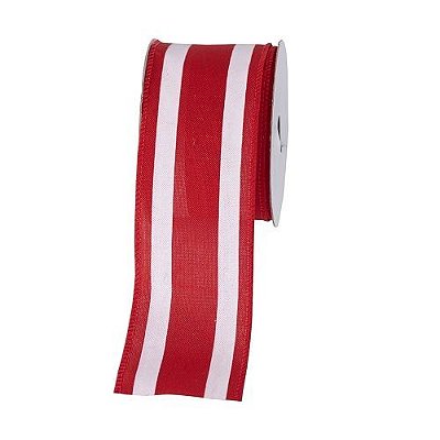 FITA NATALINA VERMELHA E BRANCA 9.14M X 6.3CM