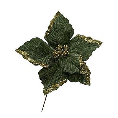 FLOR POINSETTIA C/GLITTER VRD/OUR 30CM
