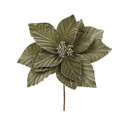 FLOR POINSETTIA TRABALHADA VERDE 20CM