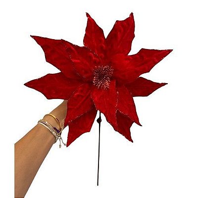 DEC FLOR POINSETIA VRMELHA 40CM