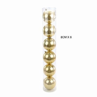 BOLA PEROLADA DOURADO 8CM C/6