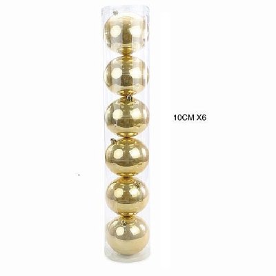BOLA PEROLADA DOURADO 10CM JG C/6