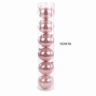 BOLA PEROLADA ROSA 10CM JG C/6
